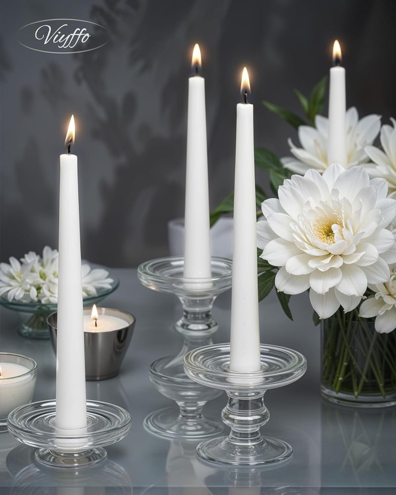 Viyffo Taper Candles – 10 Inch Long White Candlesticks, 4 Pack, Unscented, Dripless, Smokeless Tapered Stick Candles, Tall Candles for Dinner, Wedding, Party, Holiday Decor - Image 3